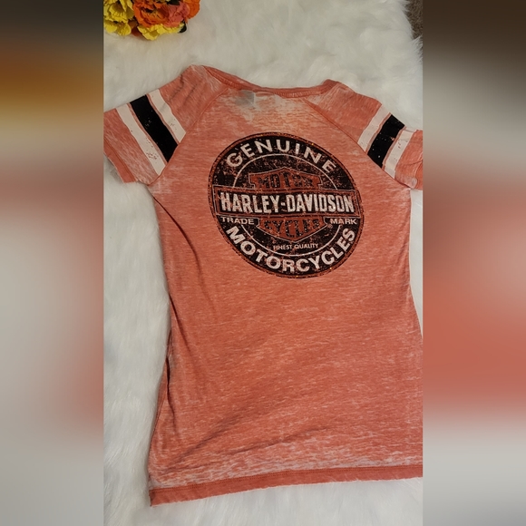 Harley-Davison top size Medium orange with rhinestone - Picture 8 of 13